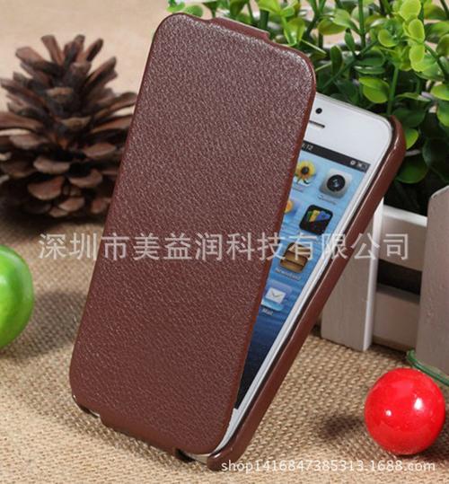iphone5s真皮荔枝纹竖翻手机皮套 2015 新款 厂家直销